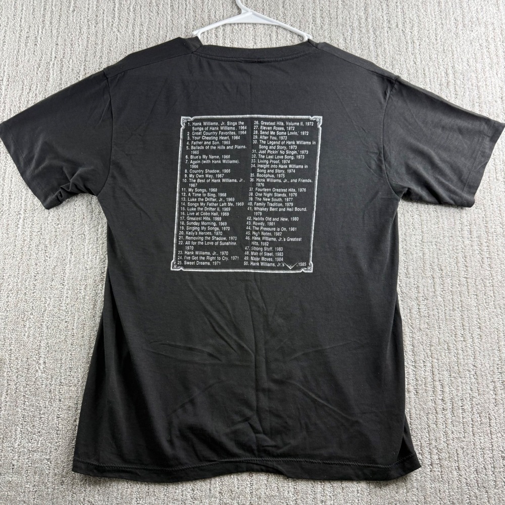 Sportswear Hank Williams Jr Five-O Tour T-Shirt Mens Size L Black Vintage 1985 - Picture 4 of 7
